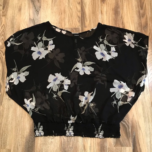 torrid Tops - NWOT Torrid Black Floral Semi-Sheer Top 2